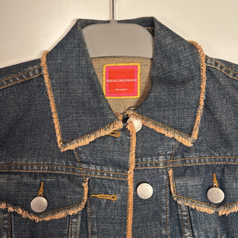 Limited Edition Isaac Mizrahi Denim Jean Jacket Frayed Edges (RARE SAMPLE) - Picture 2 of 9